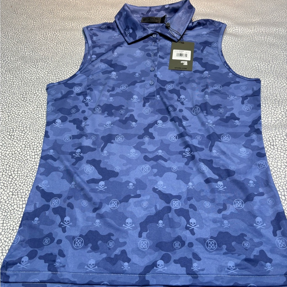 Like new NO TAGS G/Fore women’s sleeveless blue camouflage golf shirt size S